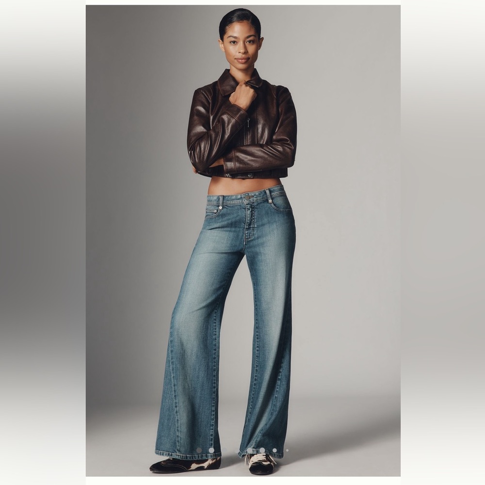 Pilcro Biker Mid Rise Flare Jean EUC